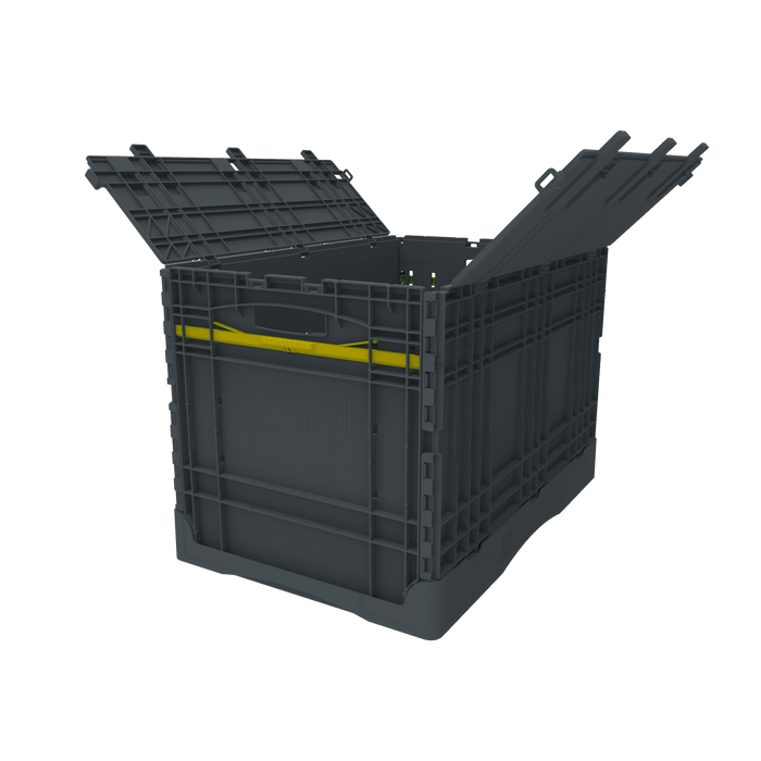 Collapsible Loadhog Heavy Duty Plastic Storage Container with lid, 400mm high, Filstorage