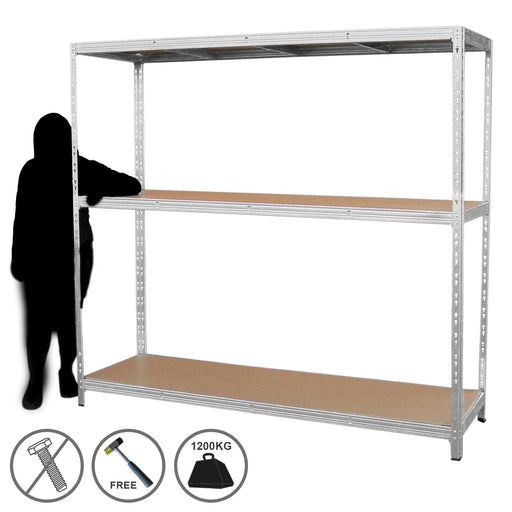 Galvanised Heavy Duty Shelving Racking Unit (400kg per level) 1860mm H x 2000mm W x 600mm D, Default Title, Filstorage