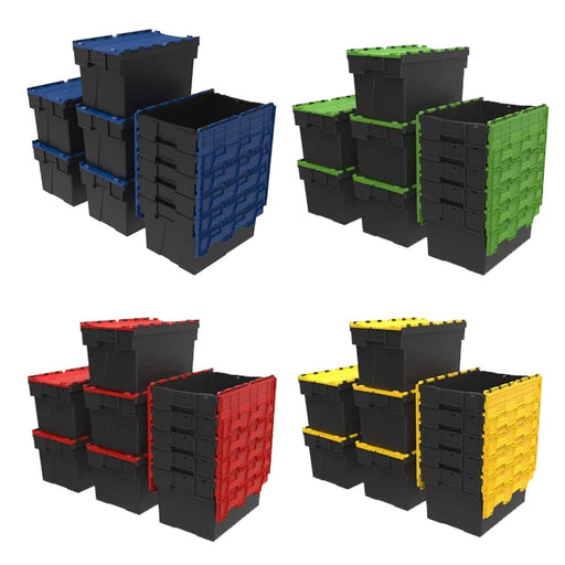 Loadhog Heavy Duty Plastic Storage Container with lid Pack of 10 (Four Colours) - Filstorage