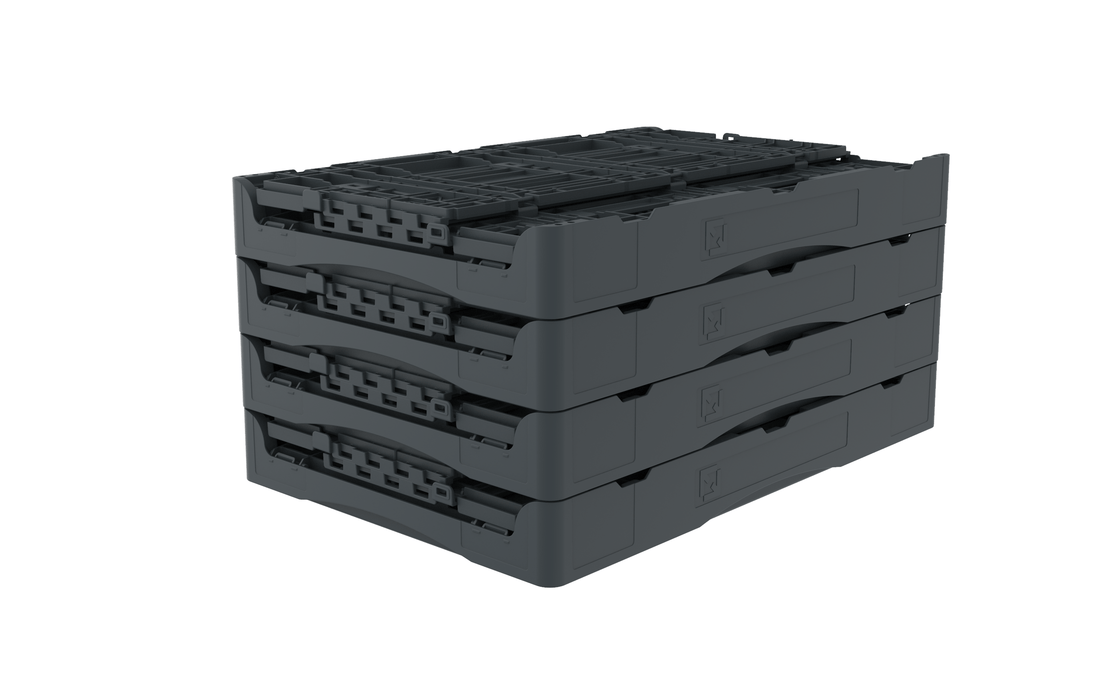 Collapsible Loadhog Heavy Duty Plastic Storage Container with lid, 400mm high, Filstorage