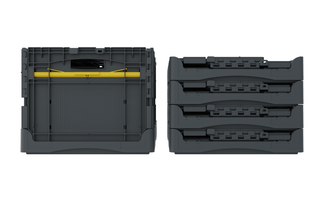 Collapsible Loadhog Heavy Duty Plastic Storage Container with lid, 400mm high, Filstorage