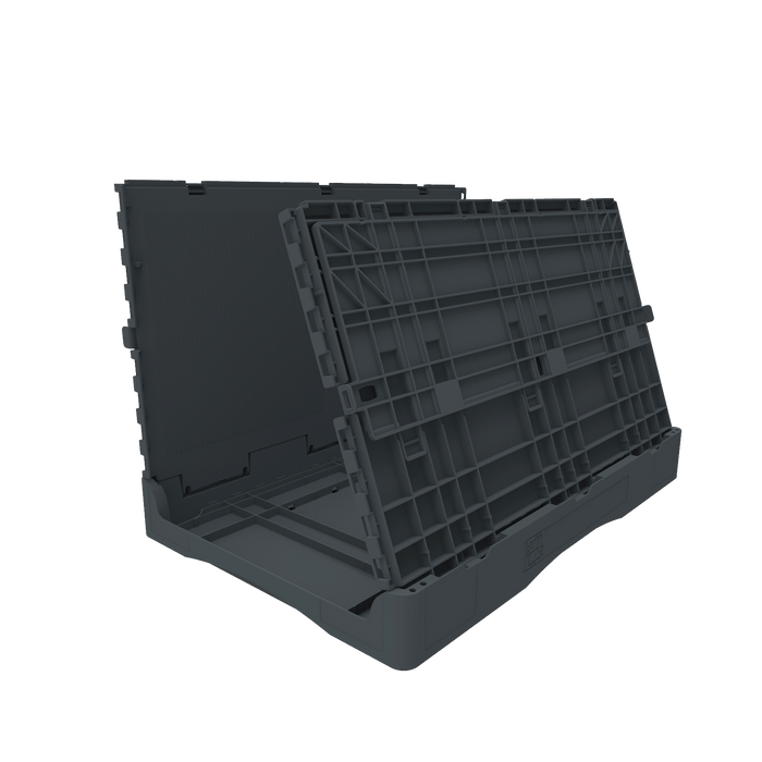 Collapsible Loadhog Heavy Duty Plastic Storage Container with lid, 400mm high, Filstorage