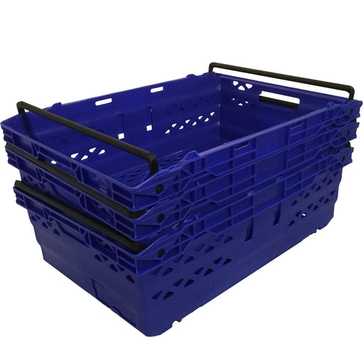 10 x Supermarket Bale Arm Crate (35L), Green, Filstorage