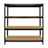 black heavy-duty shelving front view