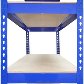 Blue Metal Shelving Unit side view