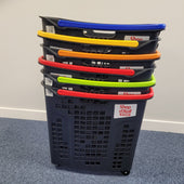 Set of 6 Bundle: Plastic Shopping Trolley Basket 80L (Mix of Colours)