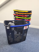 Set of 6 Bundle: Plastic Shopping Trolley Basket 80L (Mix of Colours)