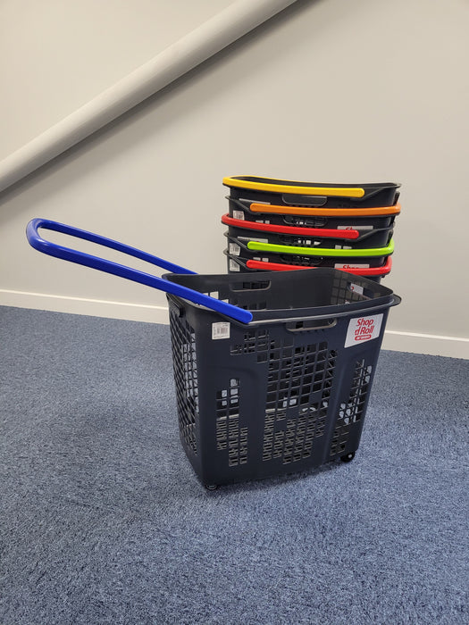 Set of 6 Bundle: Plastic Shopping Trolley Basket 80L (Mix of Colours)