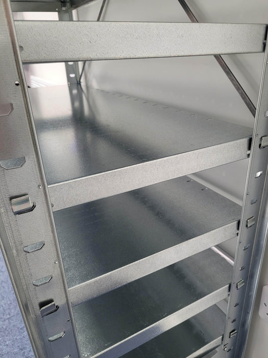 Close up steel shelving