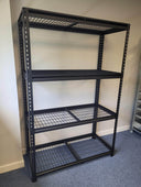 Black Mesh shelving unit in situ front view