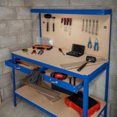 Complete Garage & Workshop Workbench with Pegboard & Light