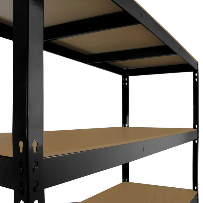 black heavy-duty shelving levels