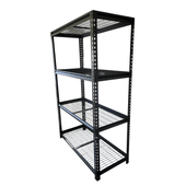 Black Mesh shelving unit side view