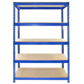 Blue Metal Shelving Unit front view