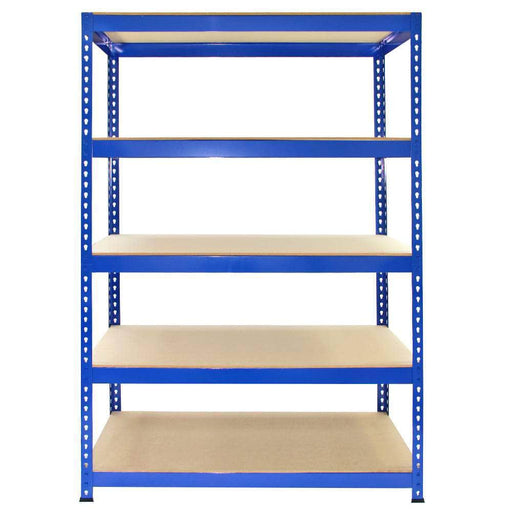 Blue Metal Shelving Unit front view