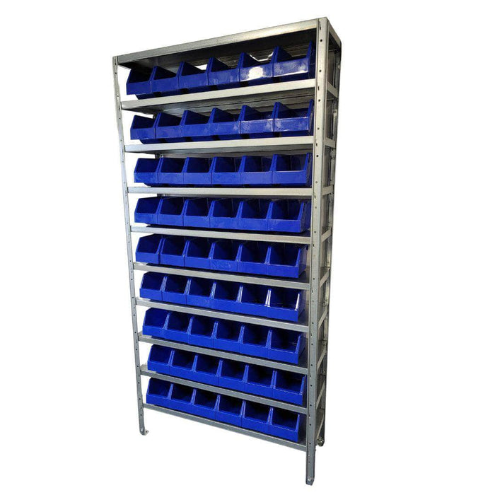 Steel Shelving with Blue Kaddy Storage Bins