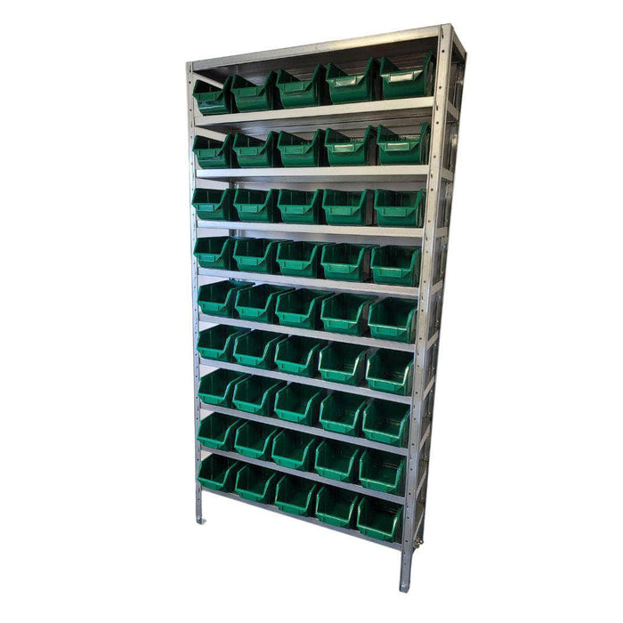 Steel Shelving Unit with 45 Bins Green