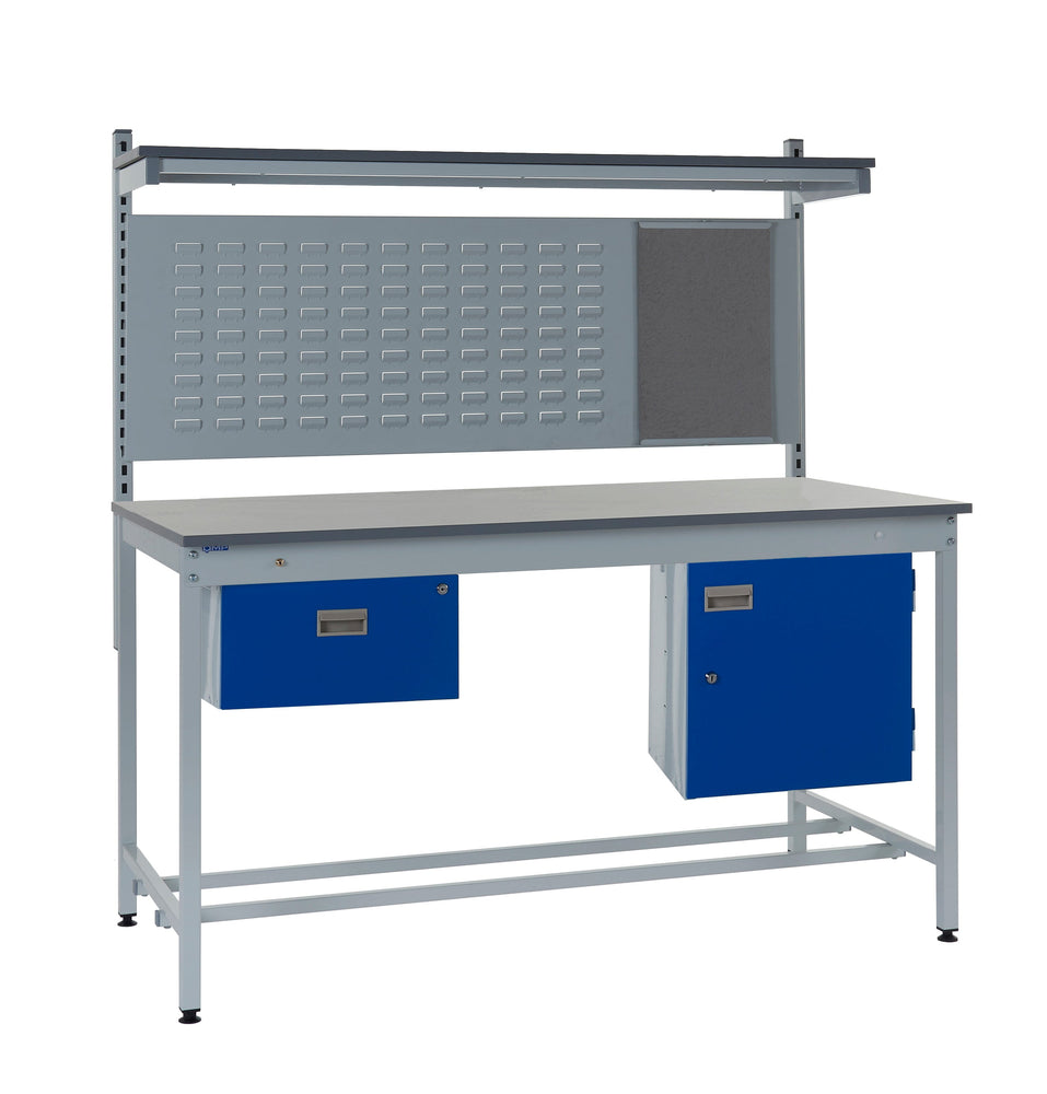 Square Tube Workbench with Louvre Panel & Upper Shelf