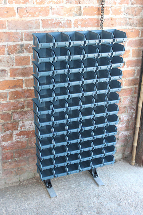 Freestanding Louvre Panel Parts Storage Bin Rack with 72  Bins