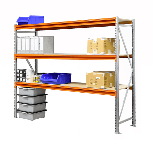 Heavy Duty Warehouse Longspan Racking Shelving System Starter Bay (500kg per level), 2m / 950mm / 600mm, Filstorage