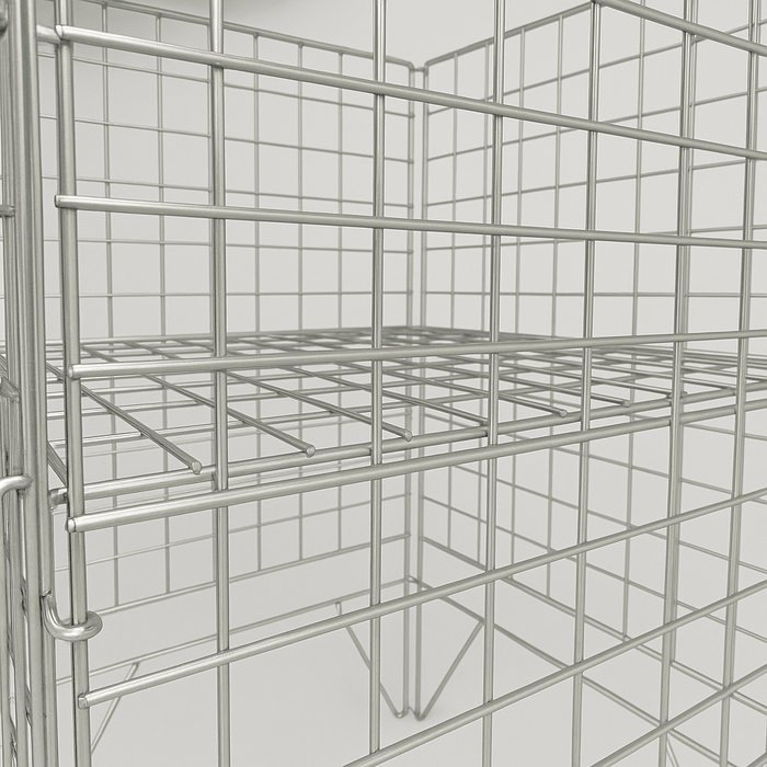 Silver dump bin close up