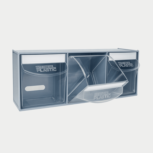 Tilt Bin 3 compartments van and workshop small parts storage