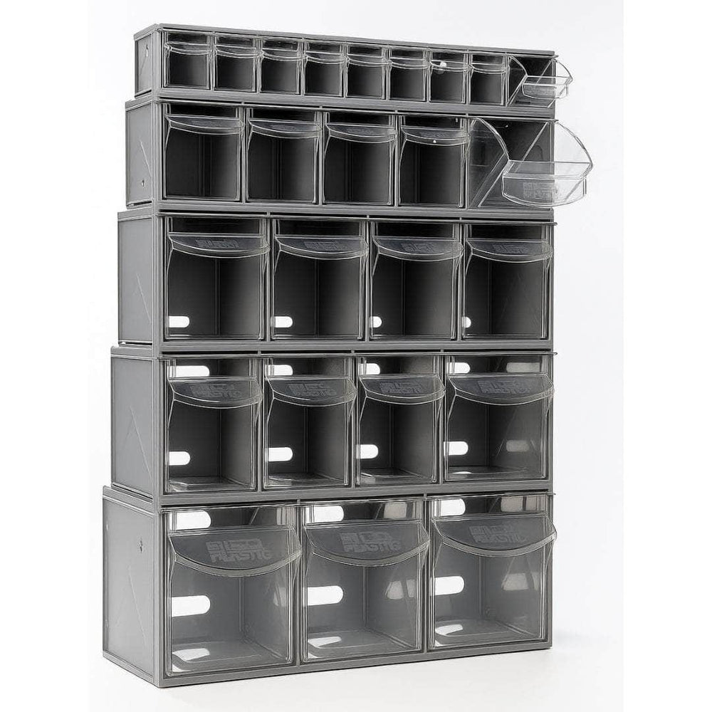 Complete Van Storage Tilt Bin Kit (27 compartments), Tilt Bin Van Kit, Filstorage