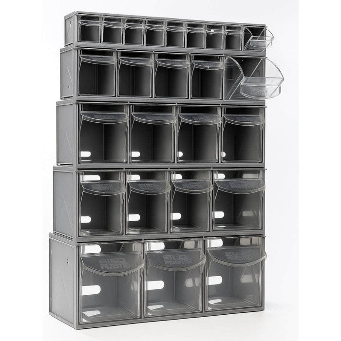 Complete Van Storage Tilt Bin Kit (27 compartments), Tilt Bin Van Kit, Filstorage