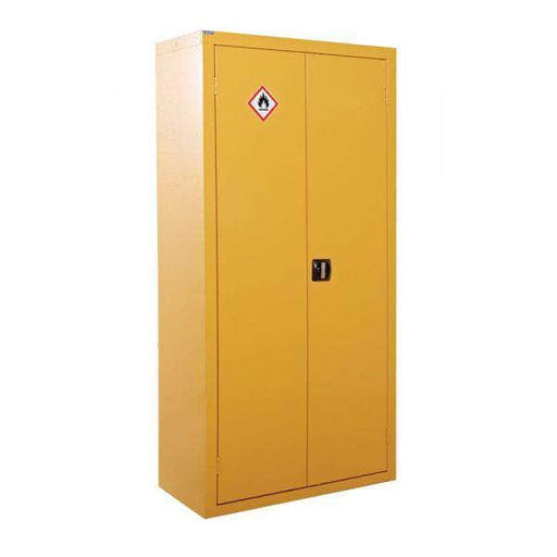 yellow hazardous substance cupboard