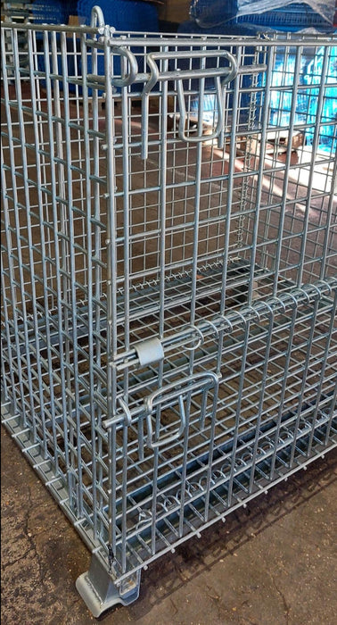 Collapsible folding steel pallet cage wire mesh hypercage stillage - Filstorage