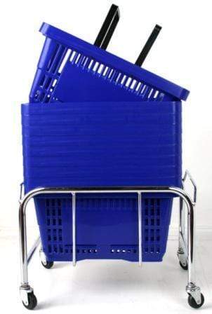 Bundle Offer! 30 Plastic Shopping Baskets & Plinth (7 Colours) - Filstorage Blue