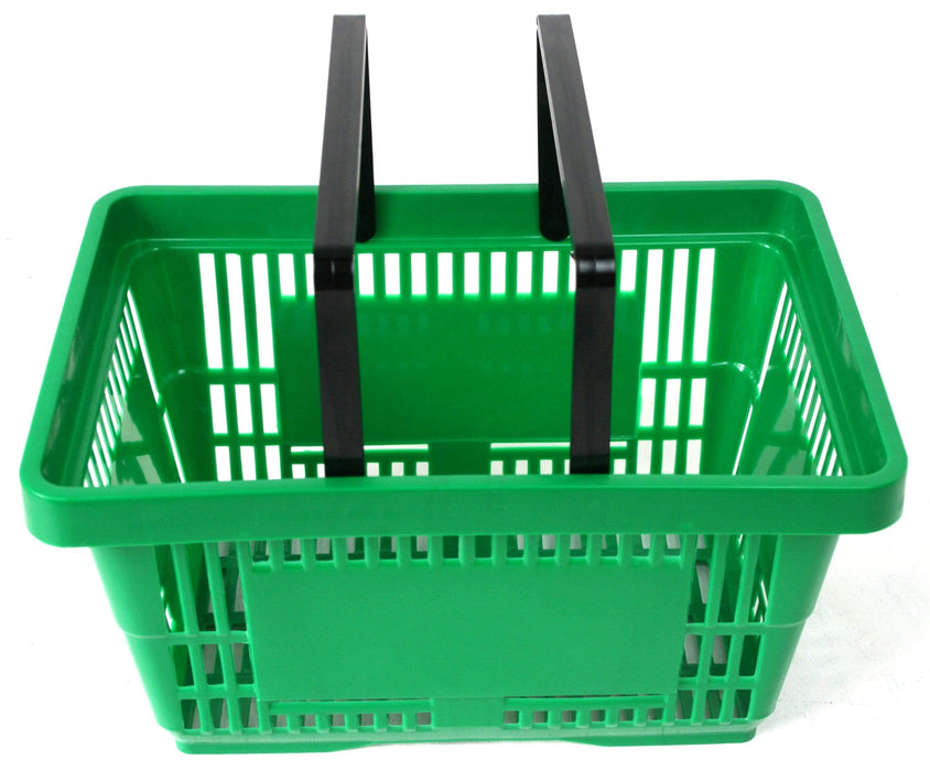 Plastic Shopping Basket 22L - 2 Handles (7 Colours) - Filstorage Green