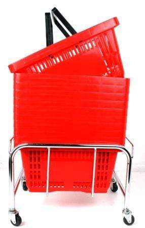 Bundle Offer! 30 Plastic Shopping Baskets & Plinth (7 Colours) - Filstorage Red