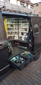 Van Storage Tilt Bin 3 Grey & Locking Bar - Filstorage