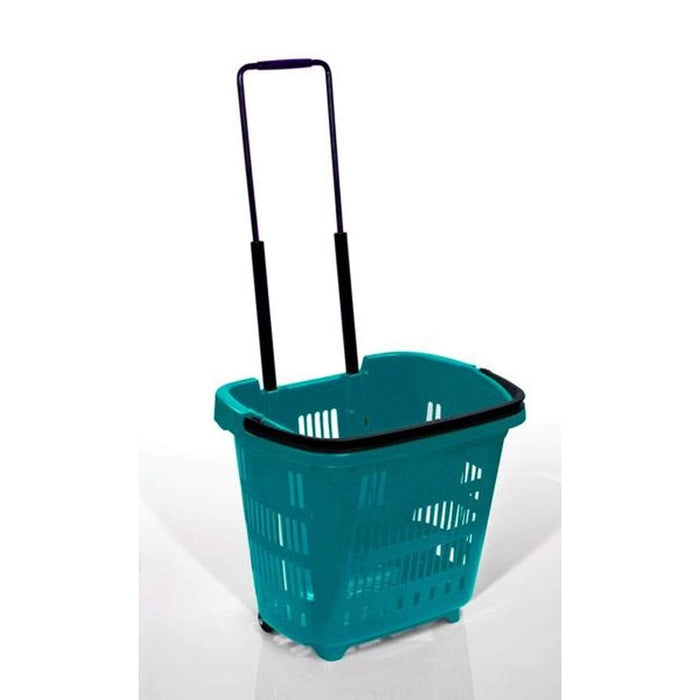 Plastic Shopping Trolley Basket 34L (5 Colours) - Filstorage Aqua Green