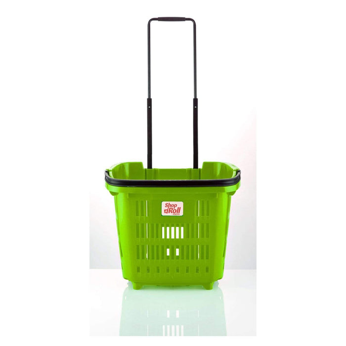 Set of 5 Bundle: Plastic Shopping Trolley Basket 34L (6 Colours) - Filstorage Lime Green