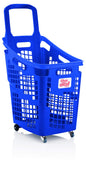 X-Large 4 Wheel Plastic Trolley Basket 65L (4 Colours) - Filstorage Blue
