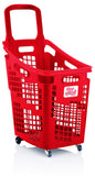 X-Large 4 Wheel Plastic Trolley Basket 65L (4 Colours) - Filstorage Red