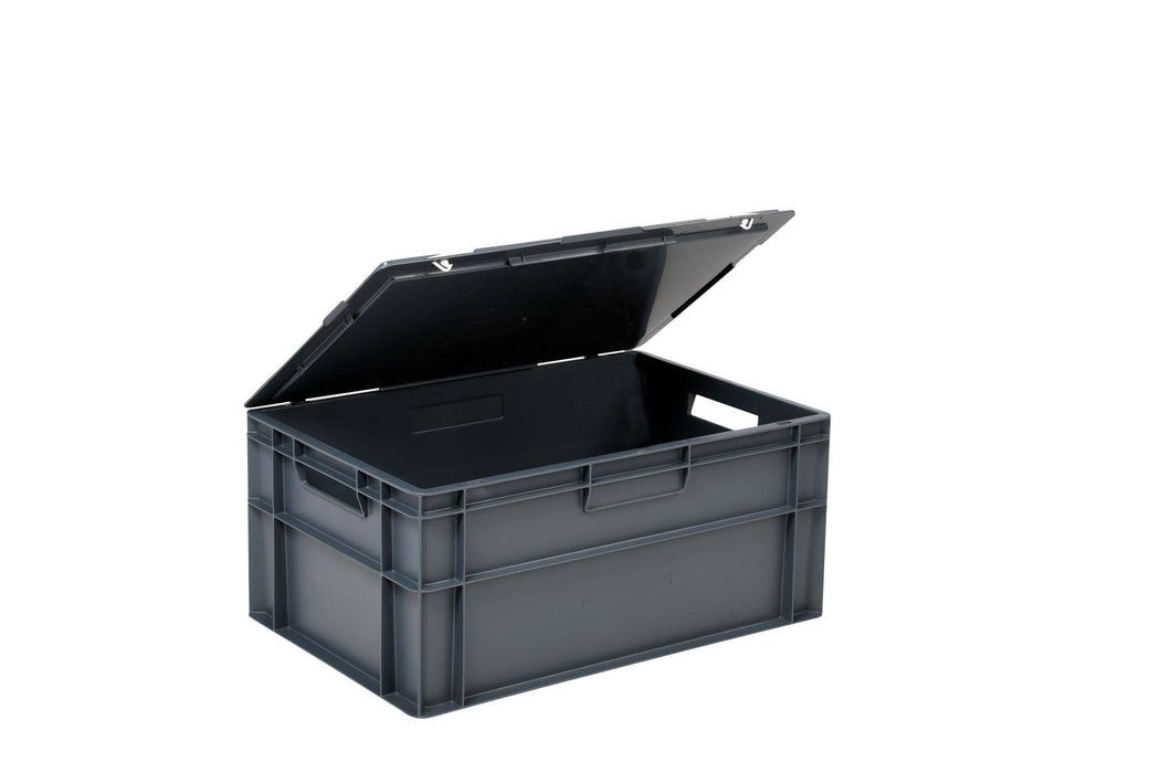 Grey Euro Stacking Containers Hinged Lids (10 Pack) - Filstorage