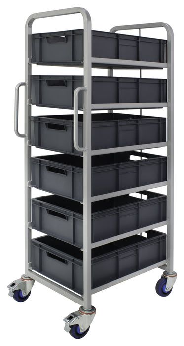 Euro Stacking Container Tray Trolleys - Filstorage Complete 6 Tier Trolley with 170mm high Euro Containers