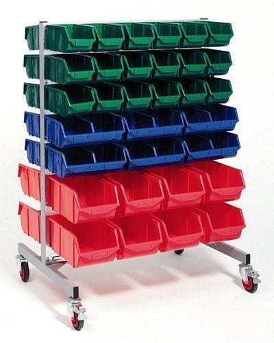 Mobile Double-Sided Louvre Panel Parts Storage Trolley - Filstorage