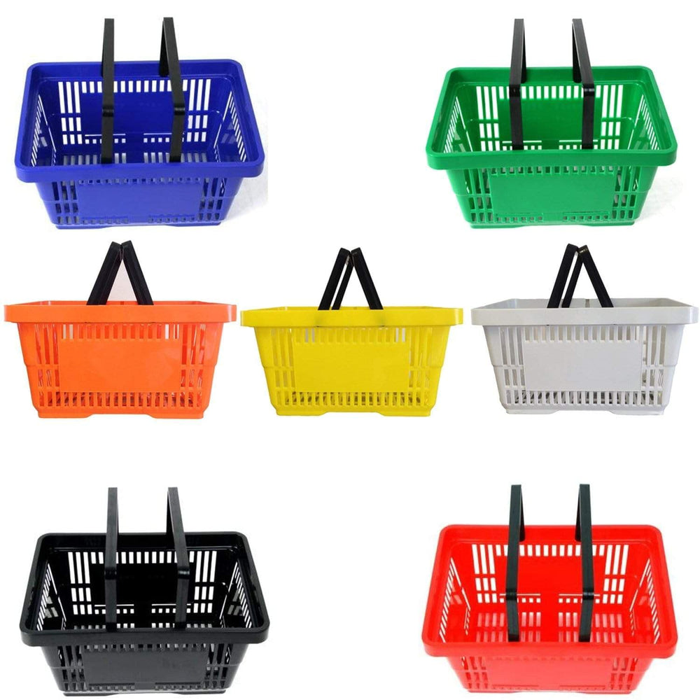 Plastic Shopping Basket 22L - 2 Handles (7 Colours) - Filstorage