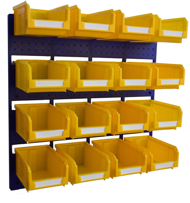 Wall Storage Kit 16 Plastic Parts Bins & Panel (VPB05) - Filstorage