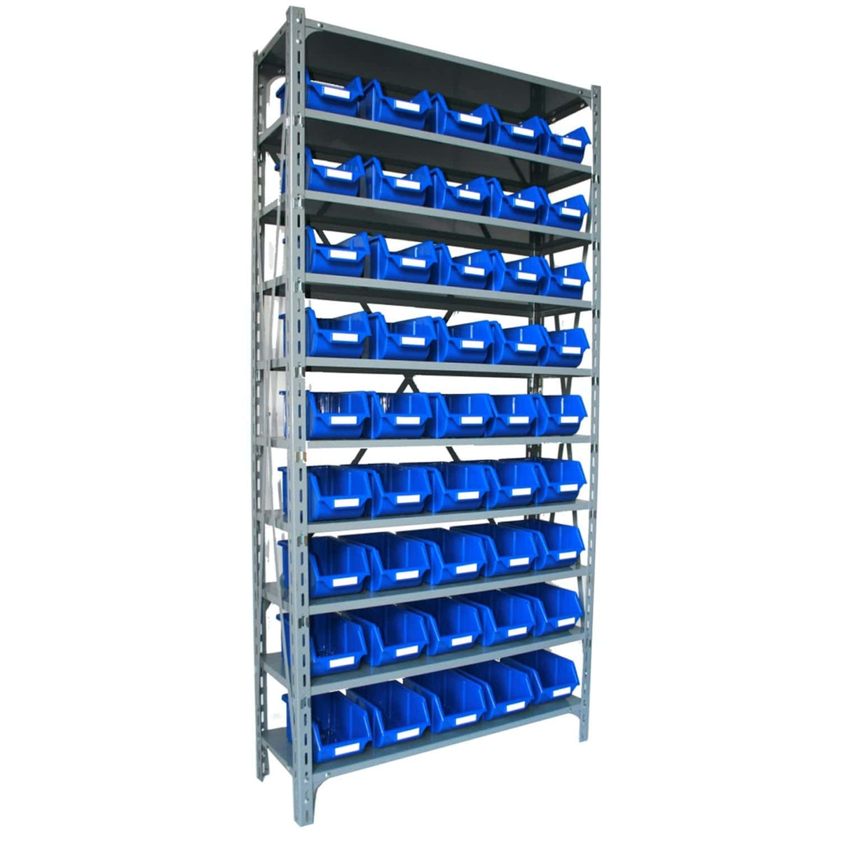 Steel Shelf Unit with 45 Storage Parts Bins — Filstorage