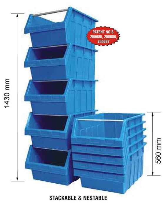 Large Stack & Nest Bin Supra 8 Stacking Storage Bin - Black - Filstorage