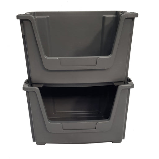 Grey Large Open Front Stacking Storage Pick Bin Containers - Filstorage