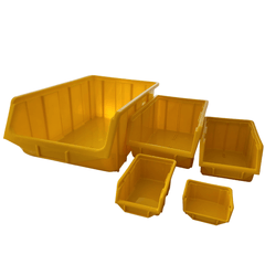 Yellow Stackable Plastic Storage Parts Bins (5 sizes)