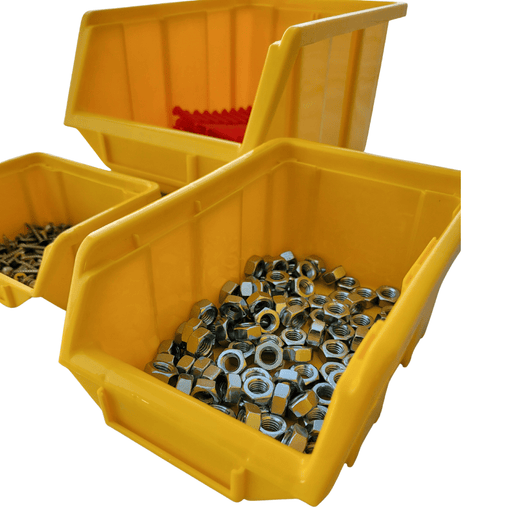 Yellow Stackable Plastic Storage Parts Bins (5 sizes)