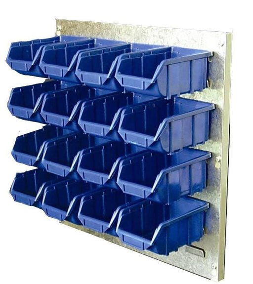 Metal Wall Storage Kit with 16 Plastic Parts Bins (Steel Panel) - Filstorage
