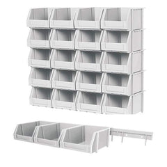 Wall Storage Kit 20 Parts Bins & Rails (PRB205)